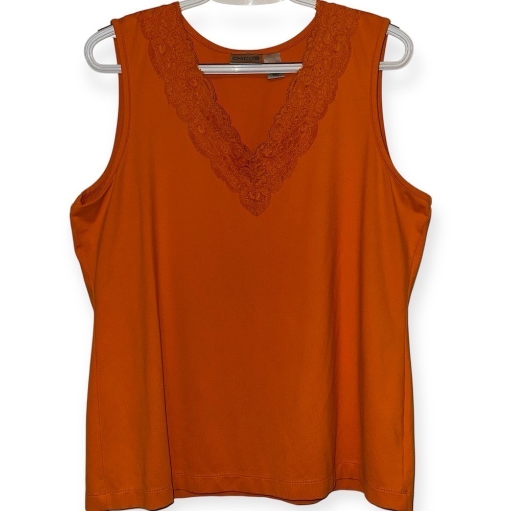 EUC Chico's Burnt Orange Lace Tank Top
